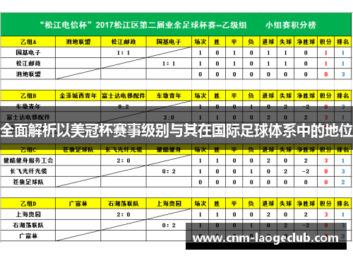 全面解析以美冠杯赛事级别与其在国际足球体系中的地位